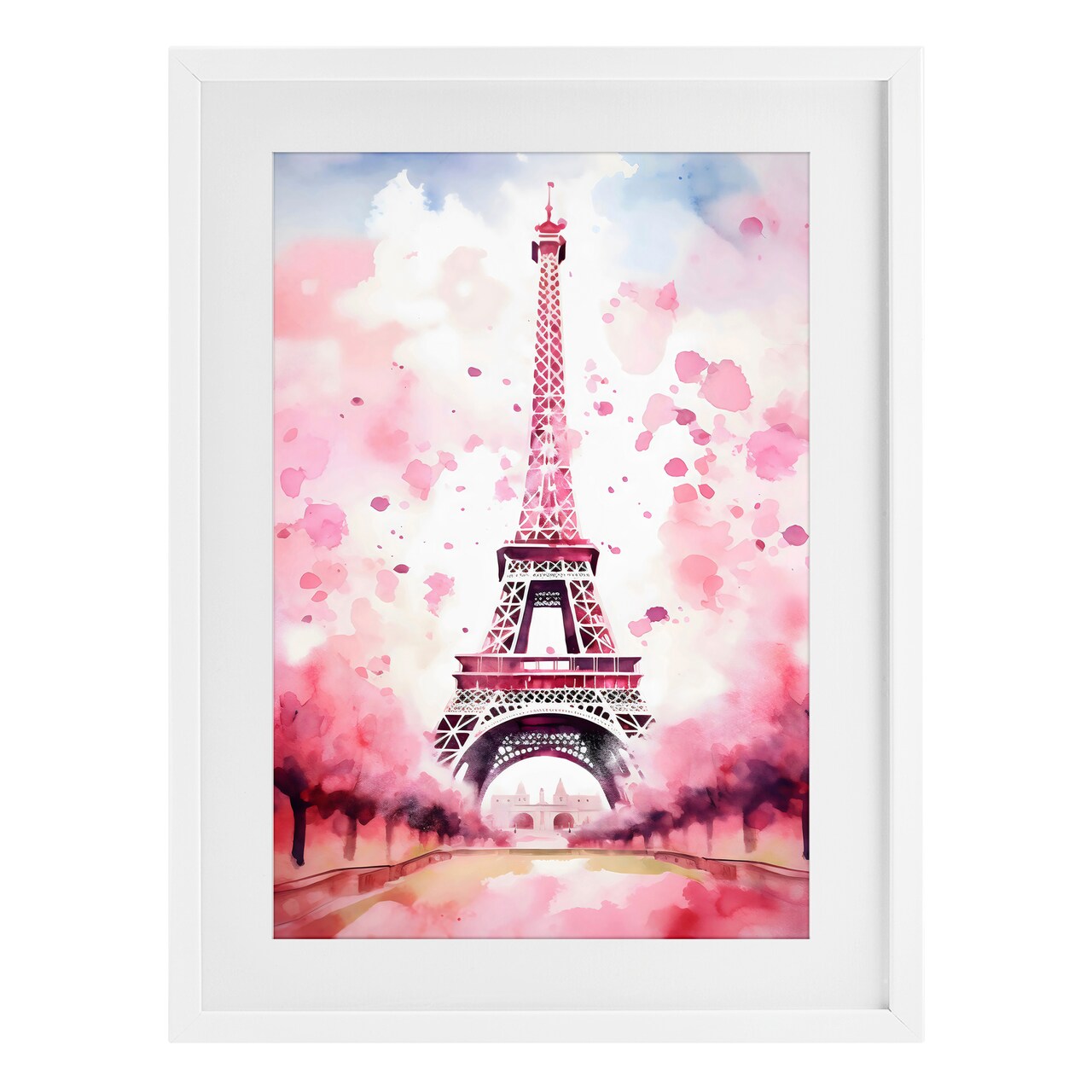 Stupell Industries Blush Watercolor Eiffel Tower Framed Print Under Glass, design by Creative Studio